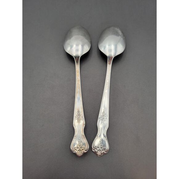 Set of 2 WM Rogers Silverplate Flatware Spoon Magnolia Extra Plate - Picture 7 of 10